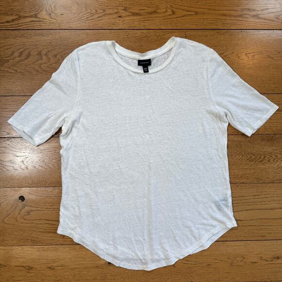 WHO What Wear T shirt Winter White 100% linen crew neck shirt sleeve tee SZ XXL - Picture 1 of 7